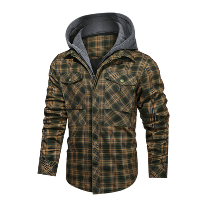 Men Long-sleeved Plaid Jacket