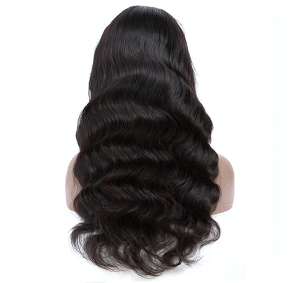 Real shot Europe and America ladies temperament free big wave long curly hair fluffy black front lace chemical fiber wig headgear