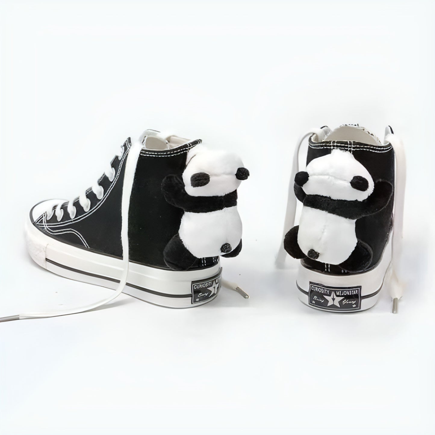 Z. Nuevos zapatos de lona con diseño de panda lindo, de caña alta y casuales