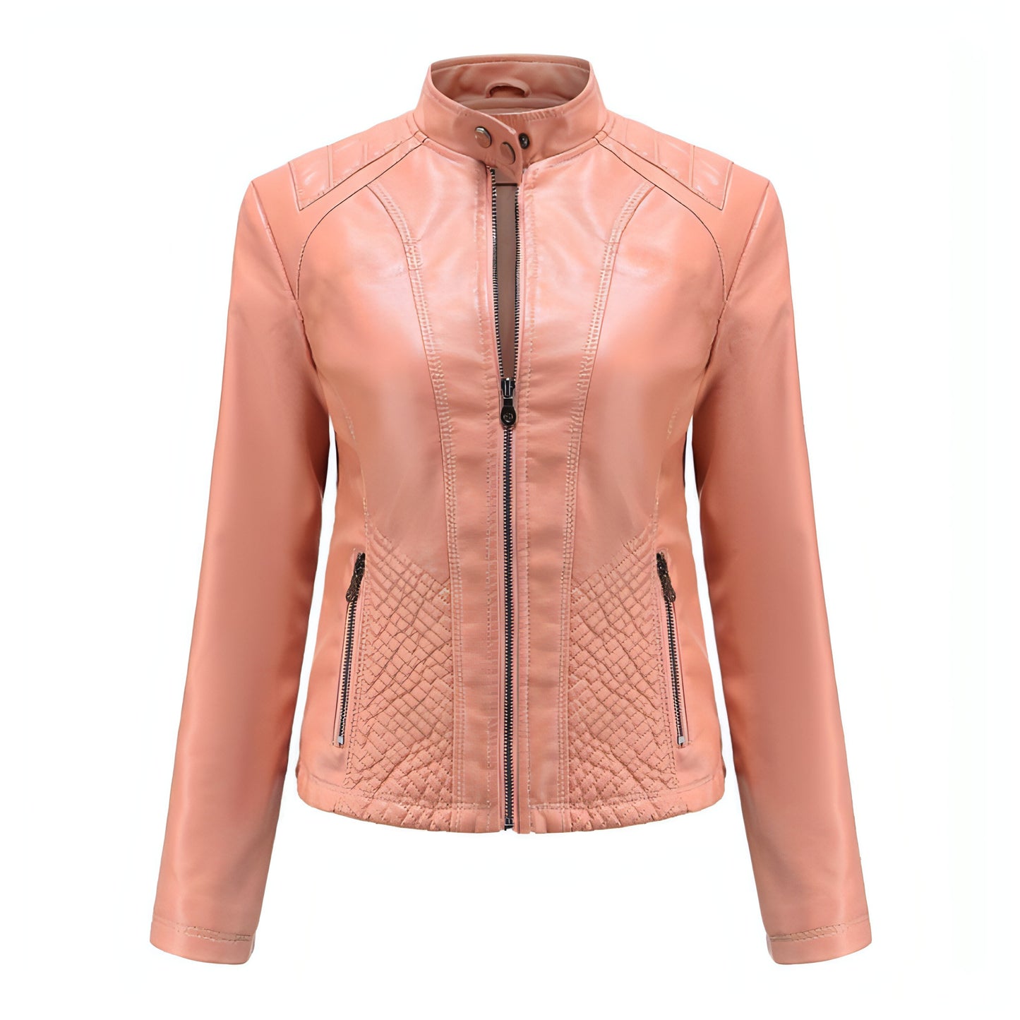 Simple European And American Trend Thin Coat Long Sleeve Motorcycle Jacket Women