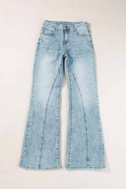 Dusk Blue Acid Wash Ekstra brede ben Høy midje lange jeans