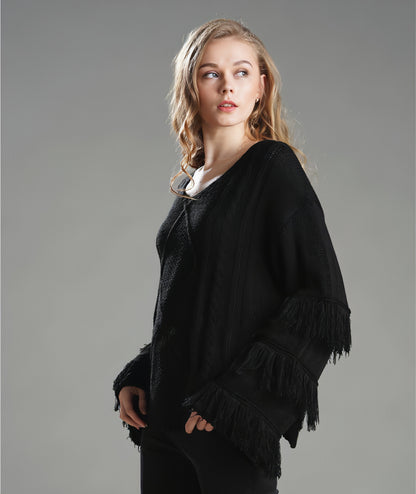 Pullover Sweater Loose Women Tassel Pure Color