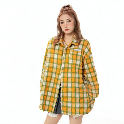 Loose Casual  High Street Frayed Design Lapel Women DressShirt