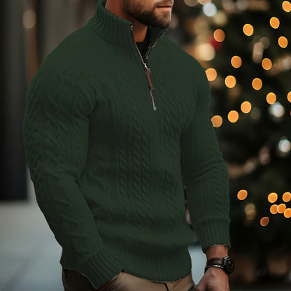 Men's Knitwear Half Zipper Coat Solid Color Twisted Thickened Sweater