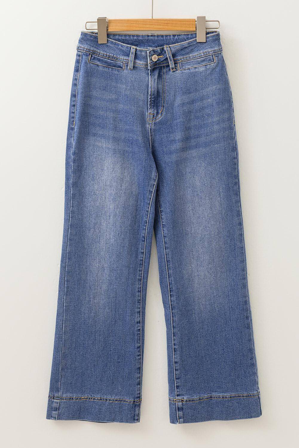 Ashleigh Blue Mineral Wash High Taille Bell Bottom Crop Jeans