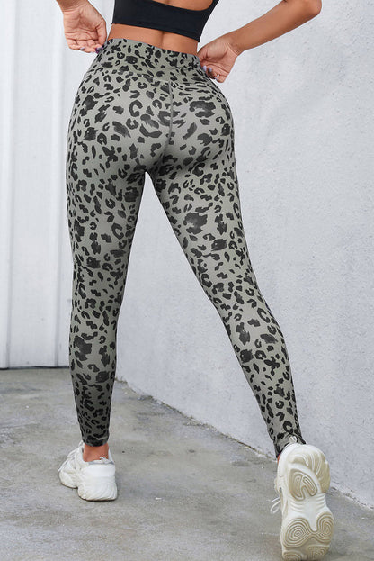 Szürke klasszikus leopárdmintás aktív leggings