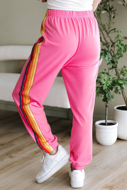 Pink Counting Rainbows High Waist Sweatpants