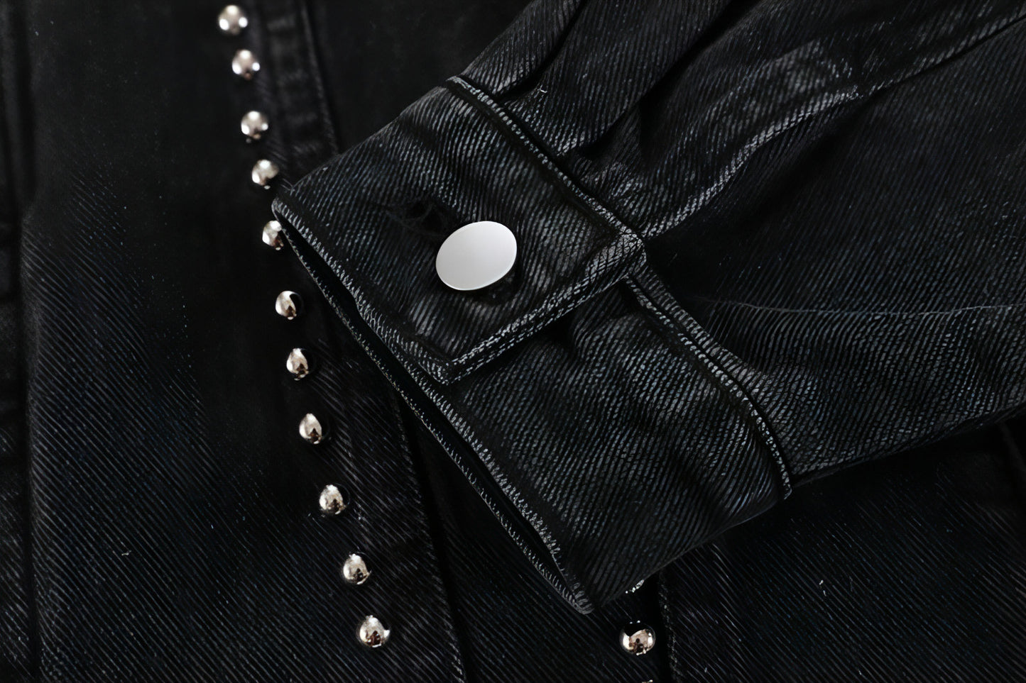 Heavy Beaded Black Denim Jacket For Men And Women