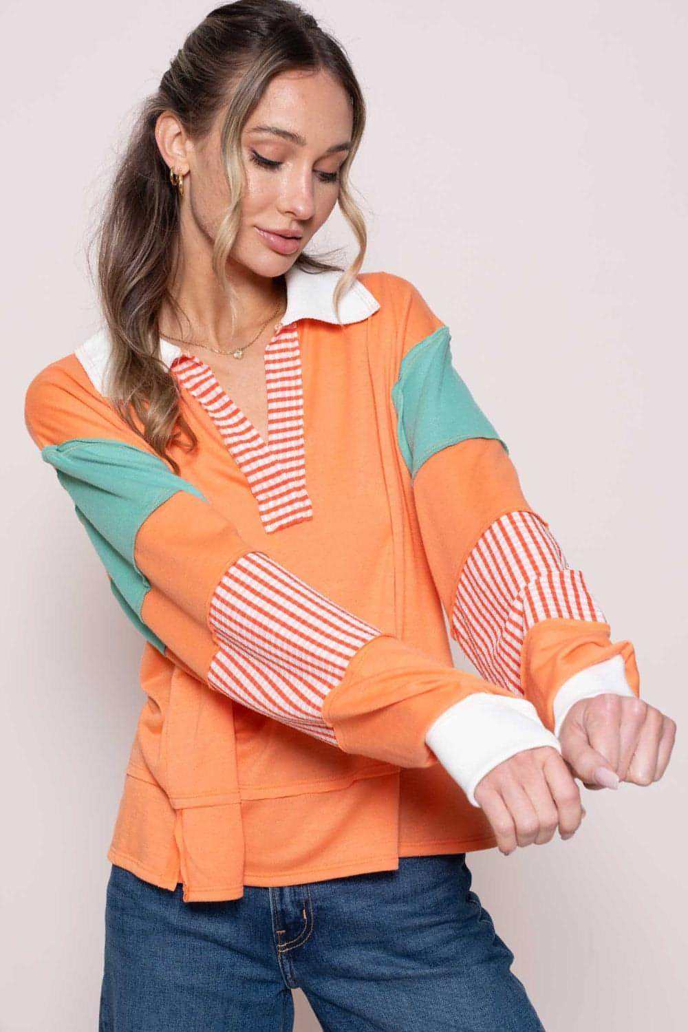 Hailey & Co Color Block Top med randig panel