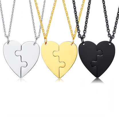 Titanium Steel Heart-Shaped Friendship Pendant – Two-Piece Jewelry