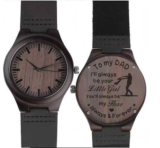 Custom Engraved Wooden Watch – Personalized Gift for Him