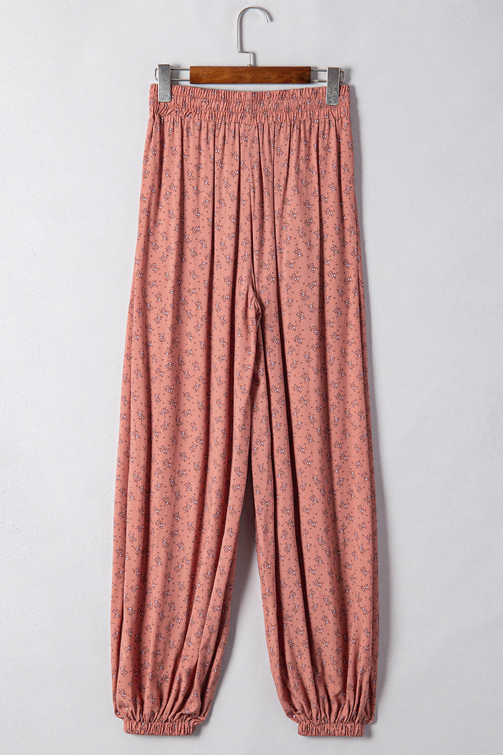 Pink Boho florale gedruckte Weitbein -Joggerhose