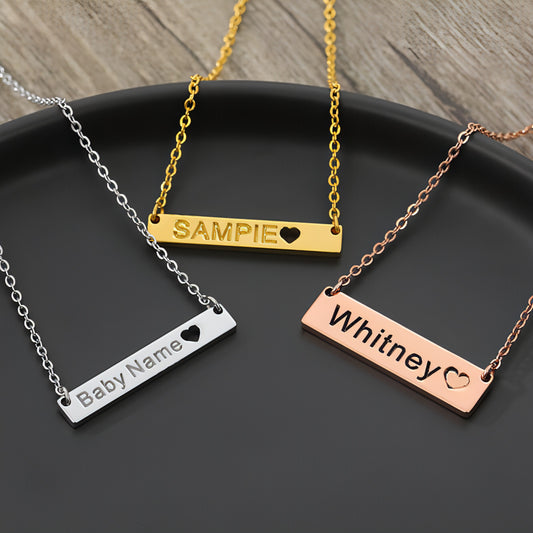 Love Hollow Square Brand Name Custom Necklace