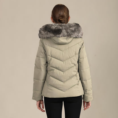 Cotton-padded Jacket With Standing Collar For Women