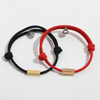 Magnetic Engraved Couple Bracelet – Stay Connected, Always!