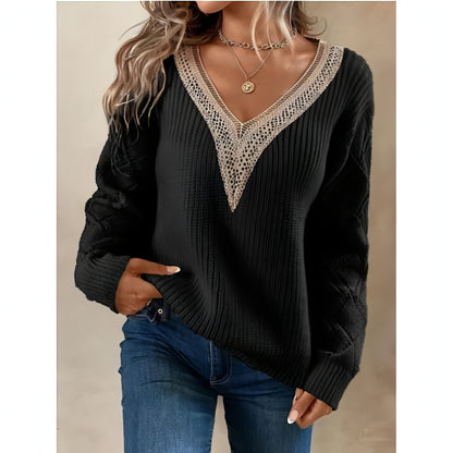 Spring And Autumn V-neck Sweater New Loose Casual Women