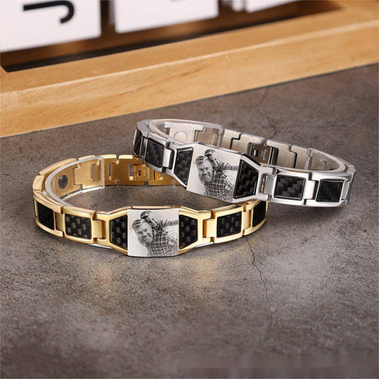 Men's Bracelet Magnet Carbon Fiber Titanium Steel