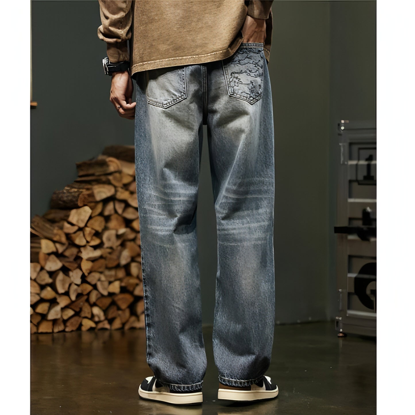 Men's Loose Straight Cargo Pants (Jeans)