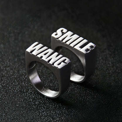 Personalized Sterling Silver Couple Rings – Custom Engraved Alphabet Rings