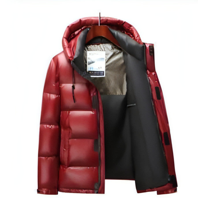 New Winter Down Jacket Men's Duck Down Cold-proof Black Gold Graphene Disposable Hooded Jacket