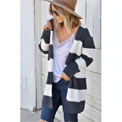 Mid-color Hooded Mid-length Cardigan Jacket Women Sweater