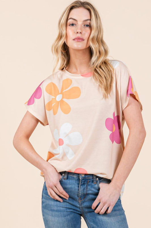 Bombom Floral Short Manga T-shirt