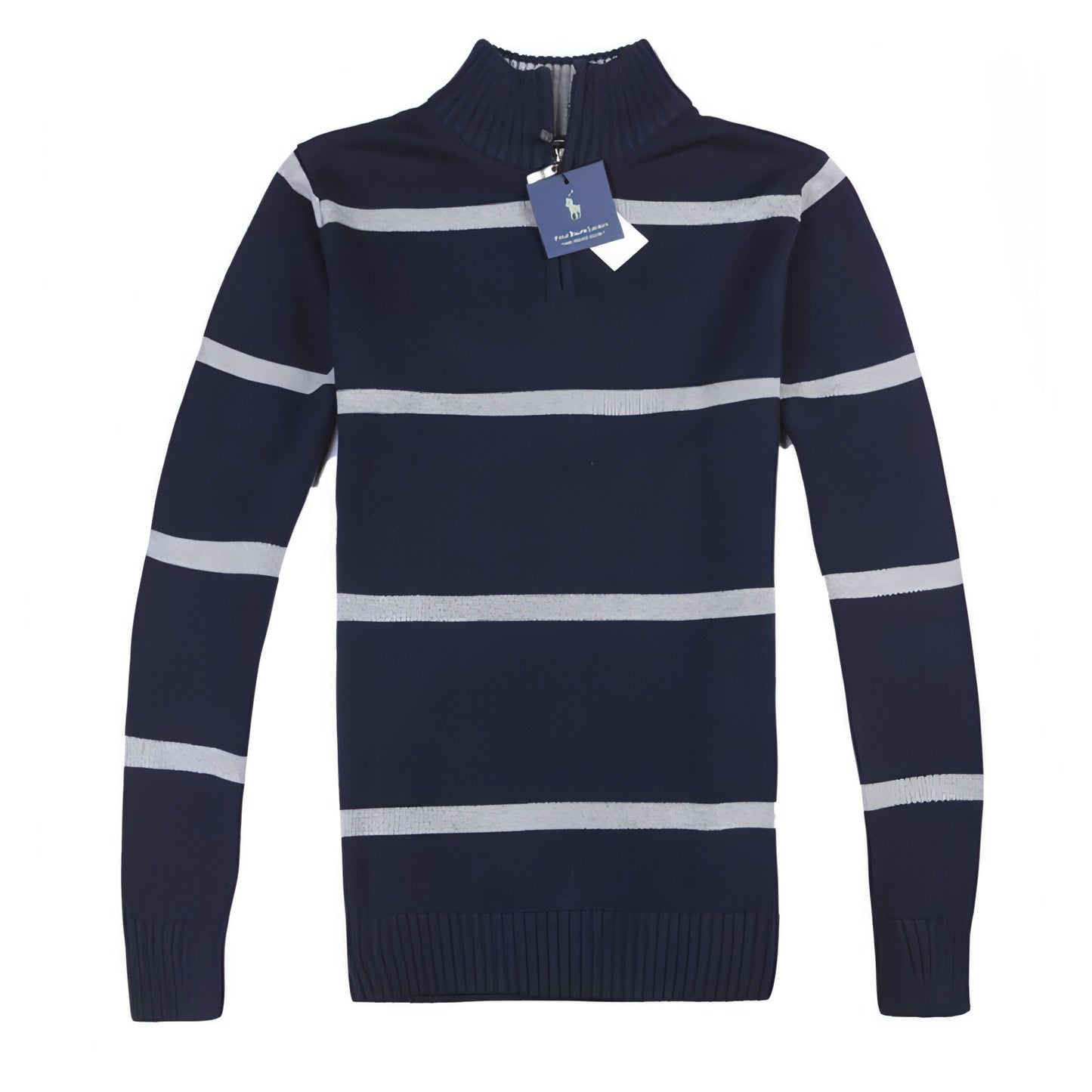 Slim Long-sleeved Casual Knit Sweater Men With Striped Wool