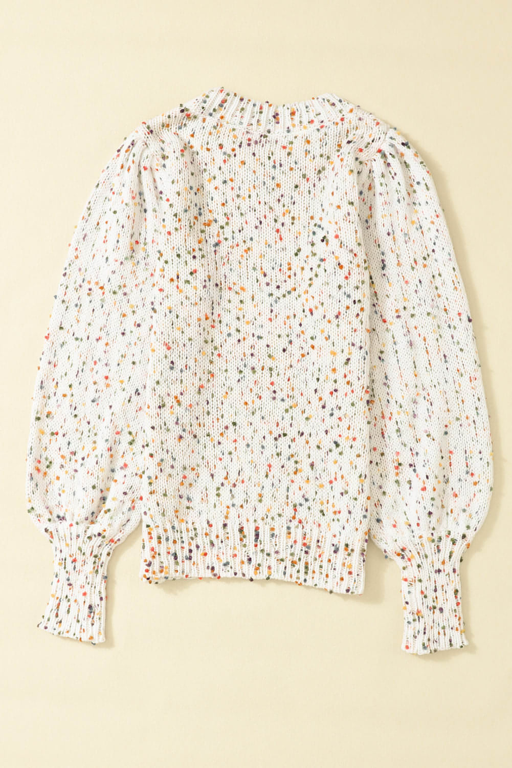 Beige Fargerike Confetti Dots Kabel Strikket Crew Neck genser