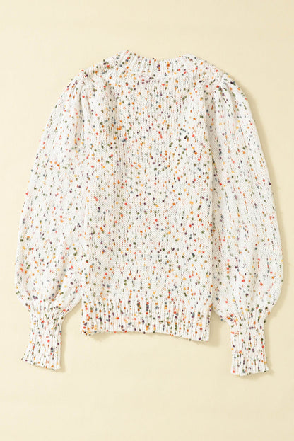 Beige Fargerike Confetti Dots Kabel Strikket Crew Neck genser