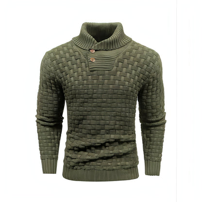 Chic Buttoned Slim Turtleneck Sweater for Men