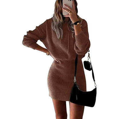 Casual Dress Mid-length Hooded Cinched Waist Sweater