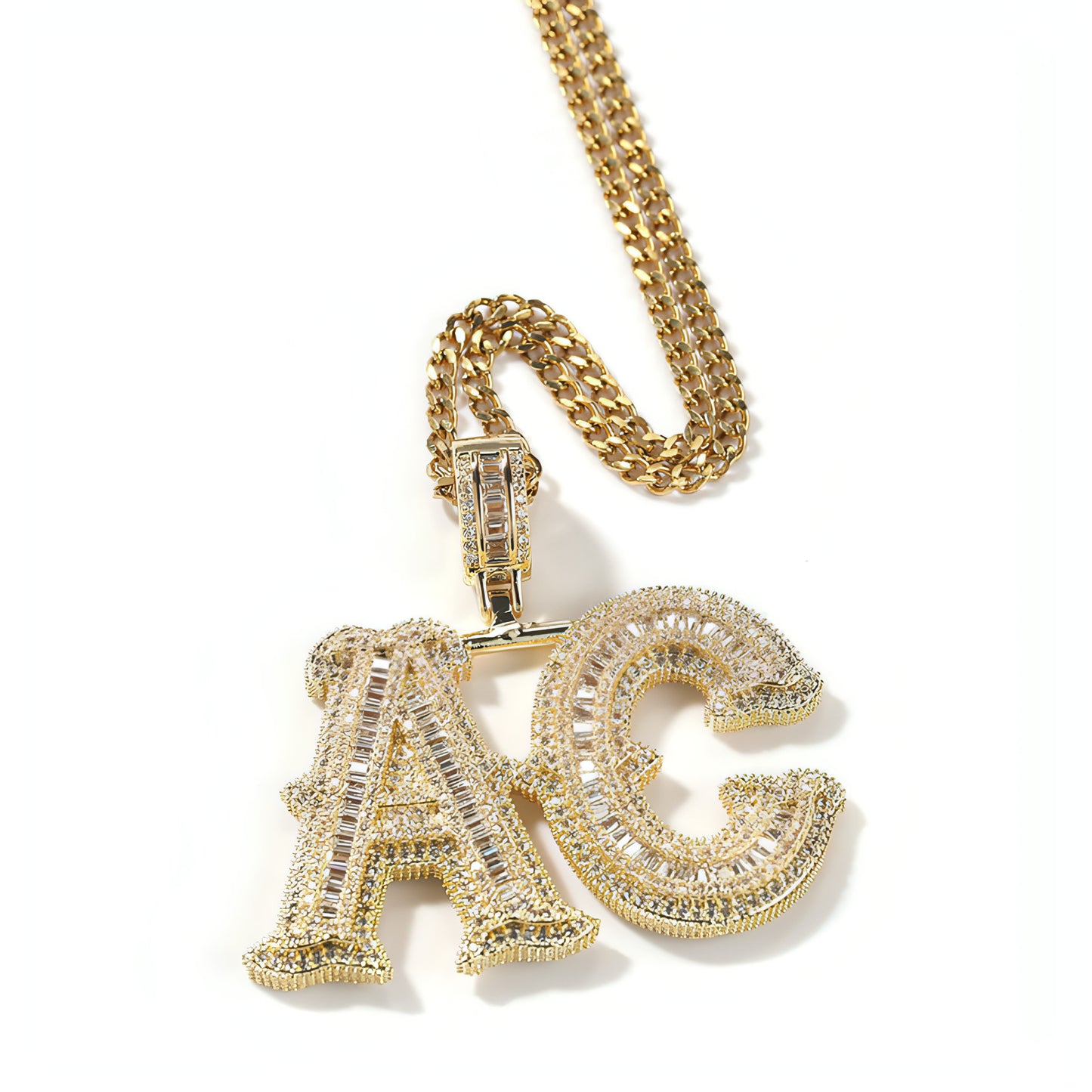 Hip-Hop Iced Out Alphabet Pendant Necklace – Bling Statement Jewelry