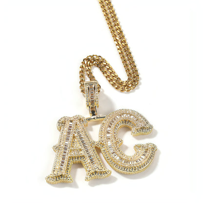 Hip-Hop Iced Out Alphabet Pendant Necklace – Bling Statement Jewelry