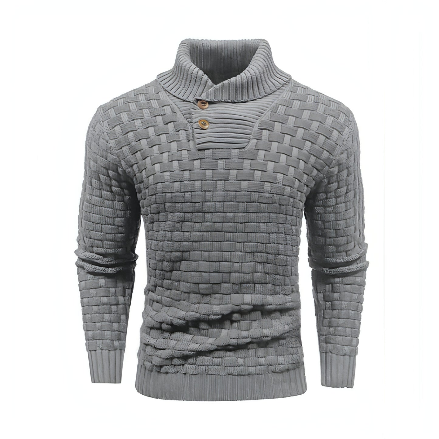 Chic Buttoned Slim Turtleneck Sweater for Men