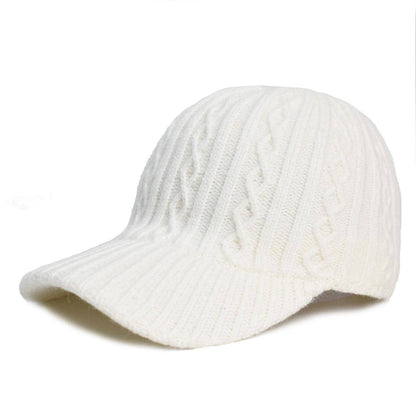 Gorra de béisbol de lana tejida, gorra con visera ligera de color sólido y cálida de estilo coreano