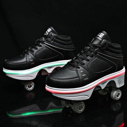 Dual-purpose Skating Skates Deformation Double Row Boom Roller Skates