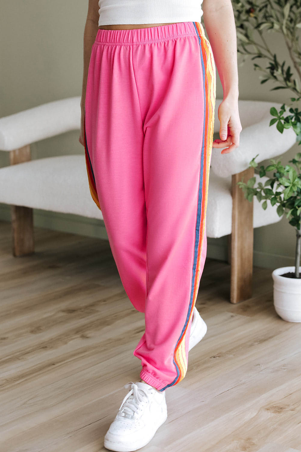 Pink Counting Rainbows High Waist Sweatpants