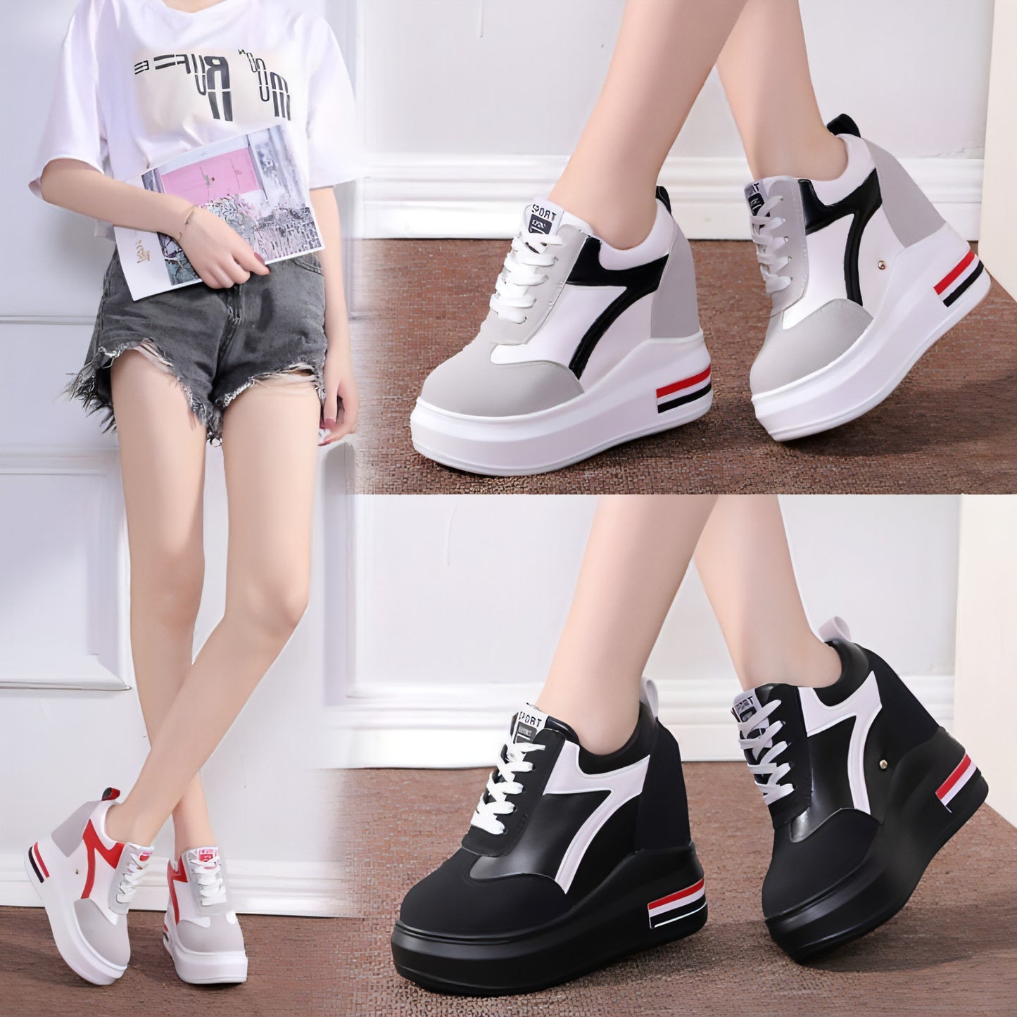 Women's Platform Height Increasing Insole Casual Shoes