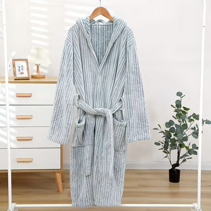 Thicken And Lengthen Coral Fleece Bathrobe Plus Size Pajamas Homewear