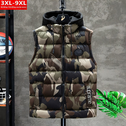 Autumn And Winter Men's Camouflage Hooded Cotton Vest Warm Sleeveless