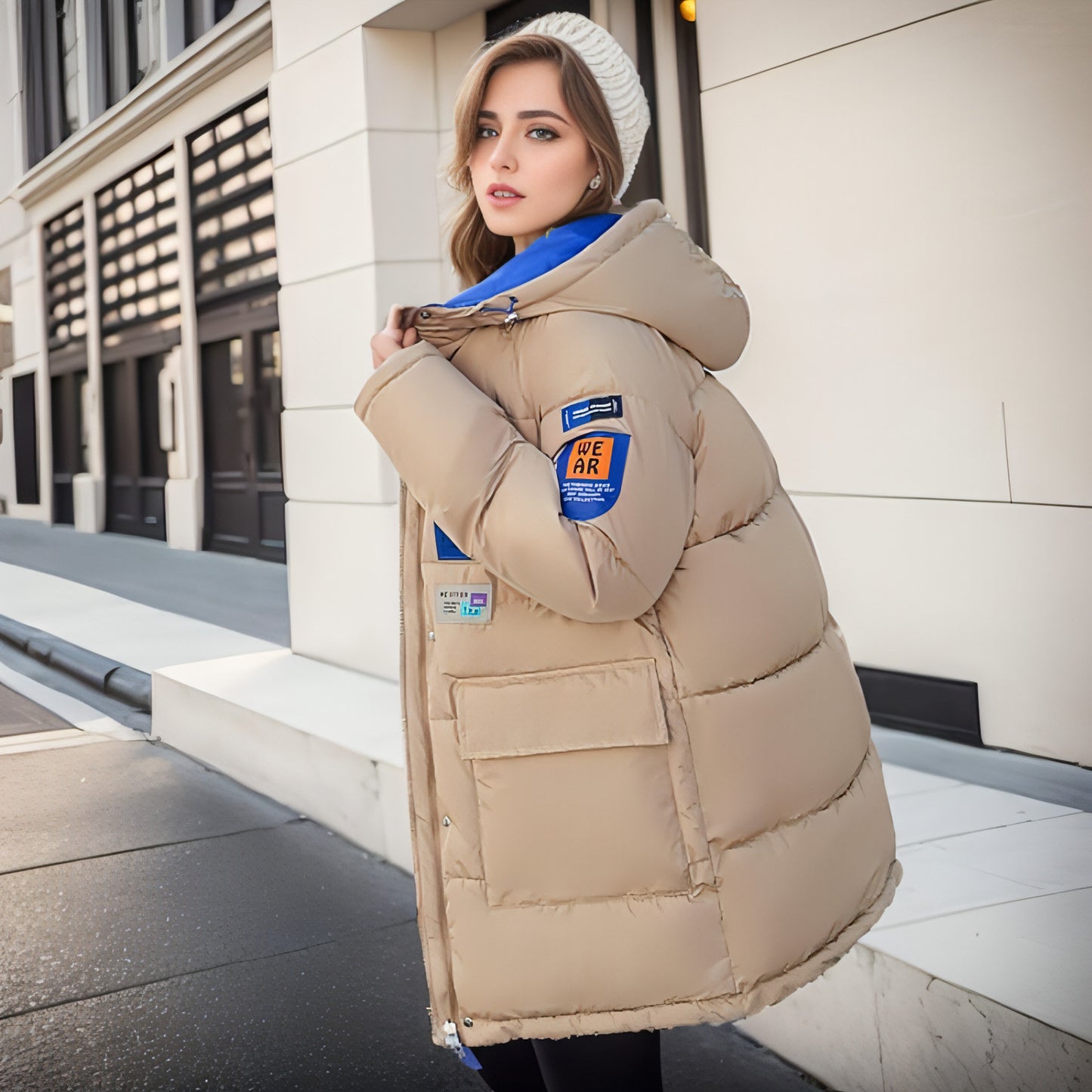 Chaqueta de plumón de algodón de doble cara para mujer