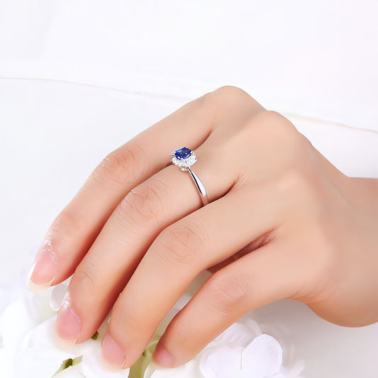 Sapphire & Diamond Inlaid 18K Gold Women's Ring