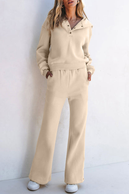 Parchment Solid Color Hoodie and High Waist Pants Two Piece Activewear