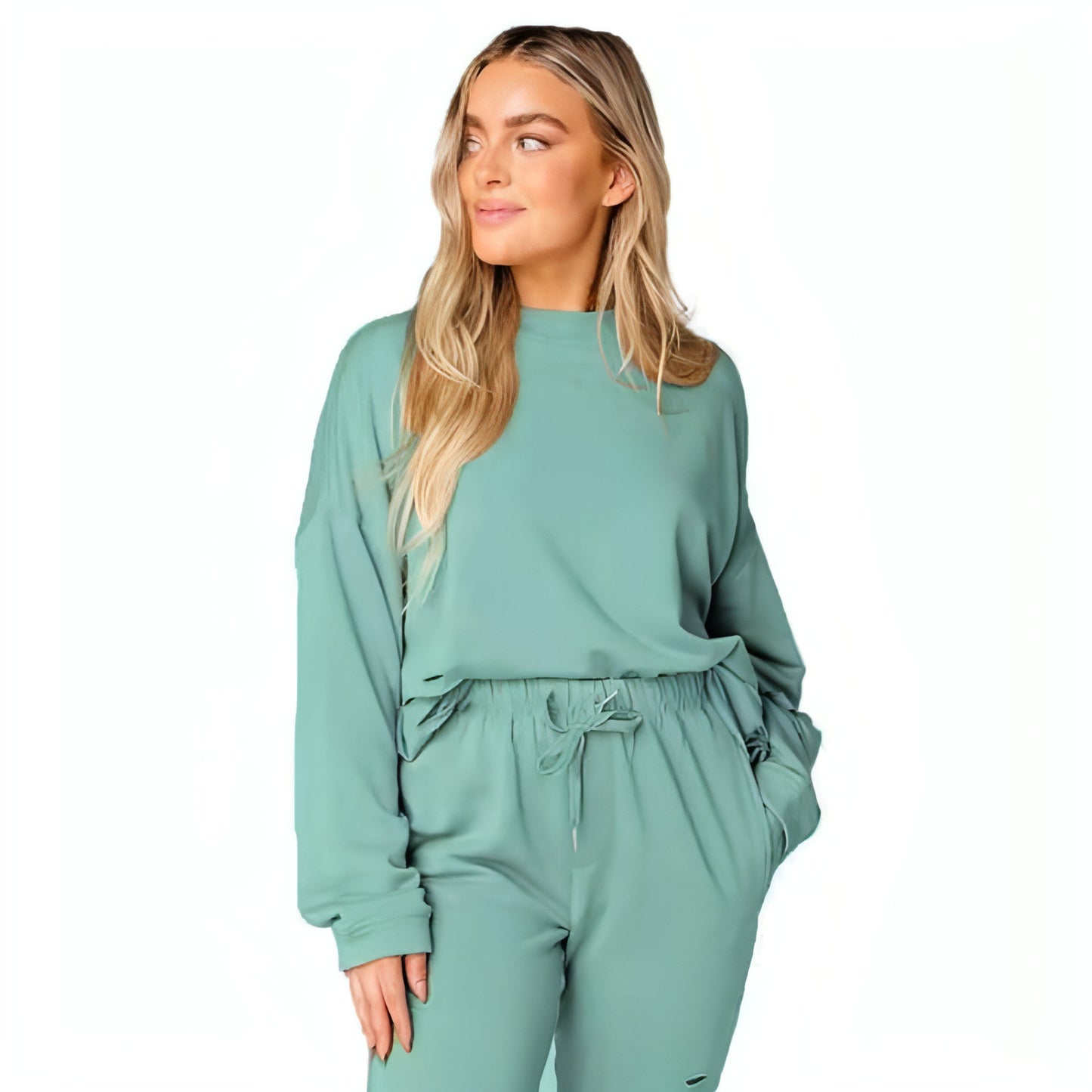 Women's Solid Color Ripped Tracksuit