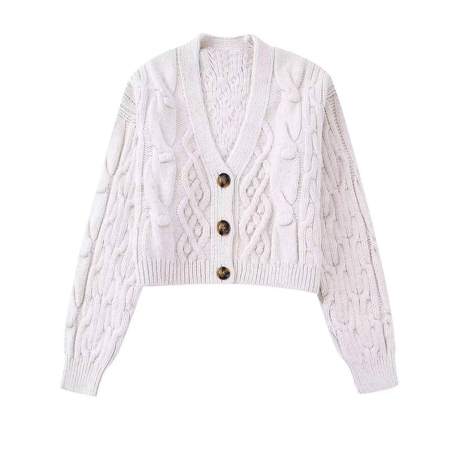 Women's White Knitted Cardigan Sweater Coat