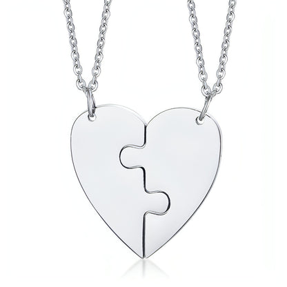 Titanium Steel Heart-Shaped Friendship Pendant – Two-Piece Jewelry