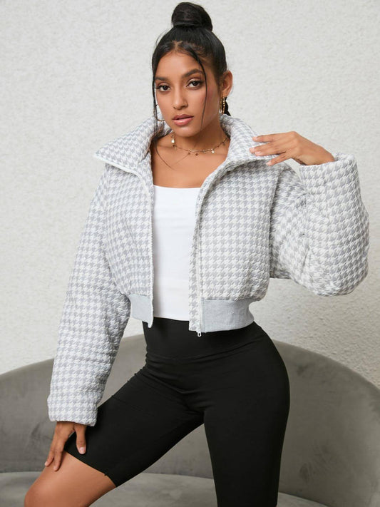 Houndstooth Zip-Up kabát