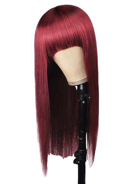 Qi Liuhai Real Hair Wig Straight Hair Headgear