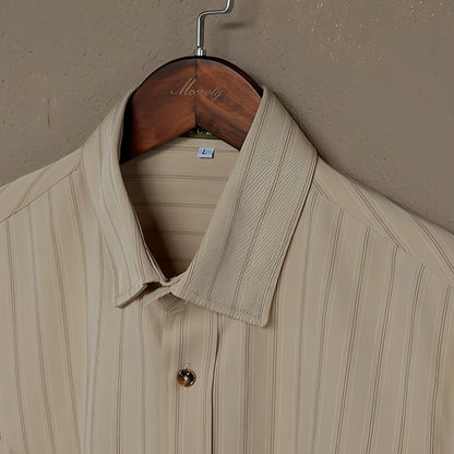 Spring And Autumn Vintage Striped Shirt Men