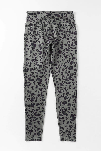 Grå klassisk leopardtryck aktiva leggings